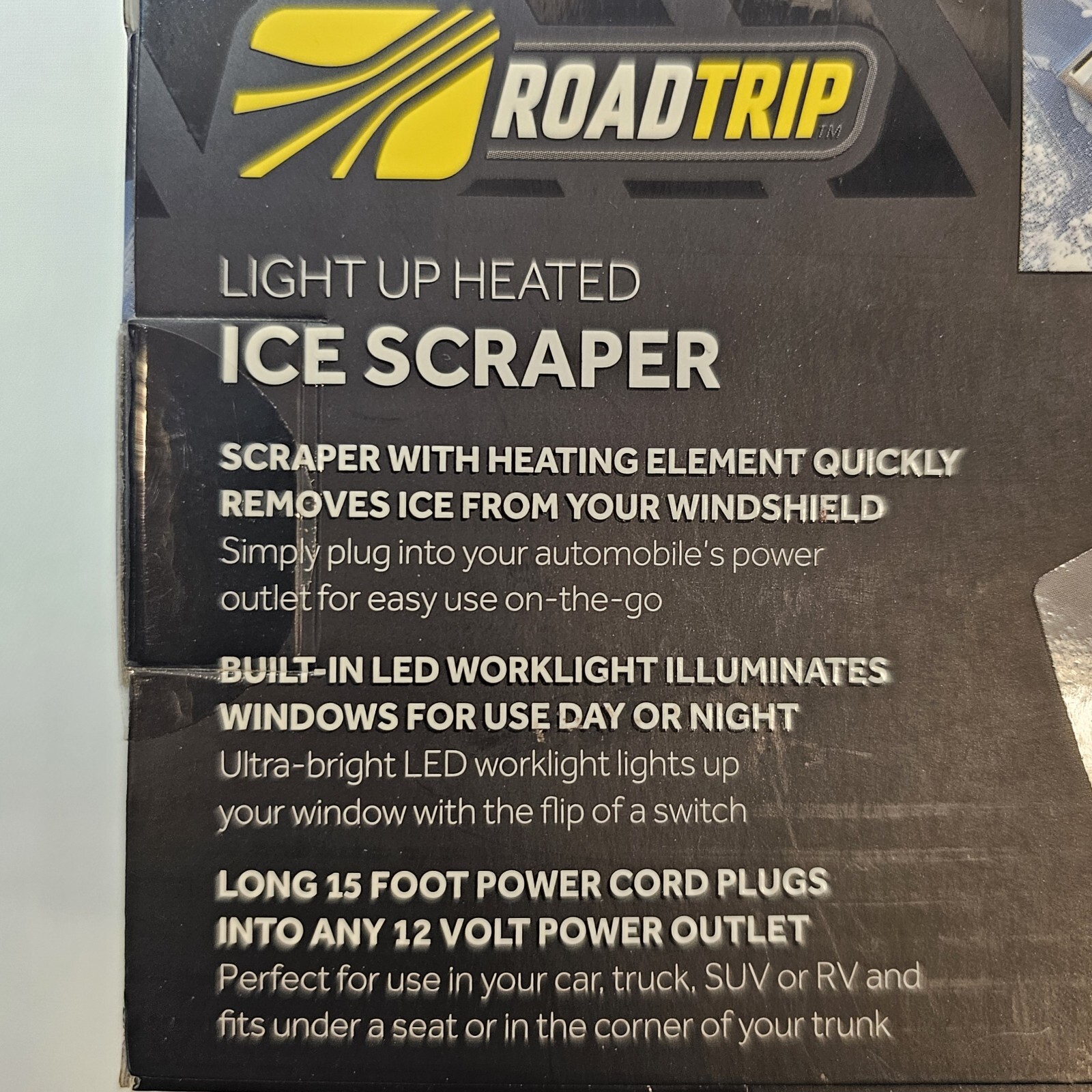Road Trip Light Up Heated Ice Scraper 12V w/ LED Work Light NIB