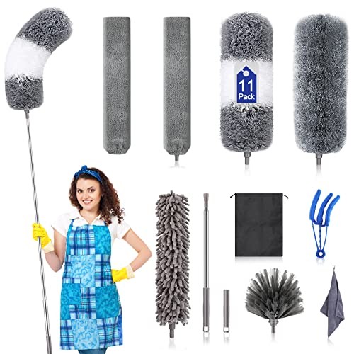 Microfiber Duster Kit (11PCS) - Washable Dusters with Extension Pole (30 to