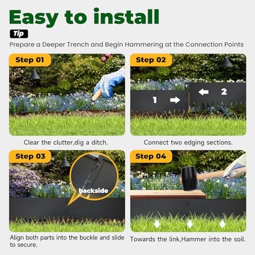 Metal Lanscape Edging 20“ L * 10” H Strips Steel Edging for 10 inch Black