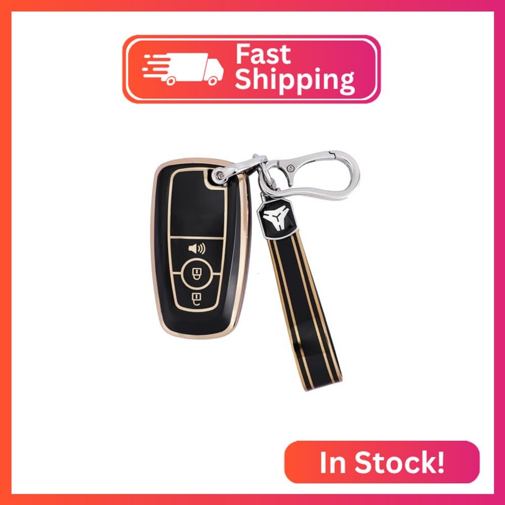 CHATYYD Soft TPU Car Key Cover and Keychain for Ford Explorer