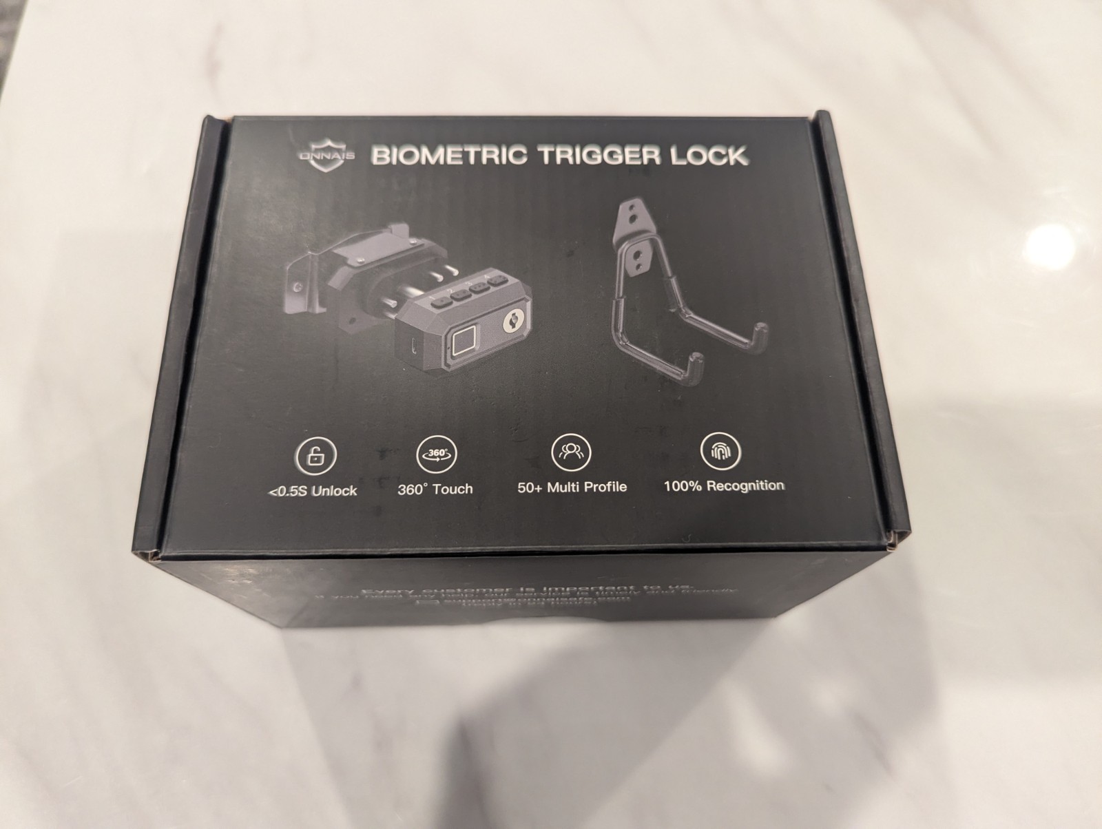 ONNAIS Biometric Trigger Lock GL-001 for Pistol Black Steel Fingerprint Key