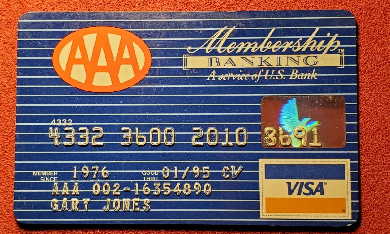 AAA Membership Banking Visa Credit Card exp 1995  cc1629