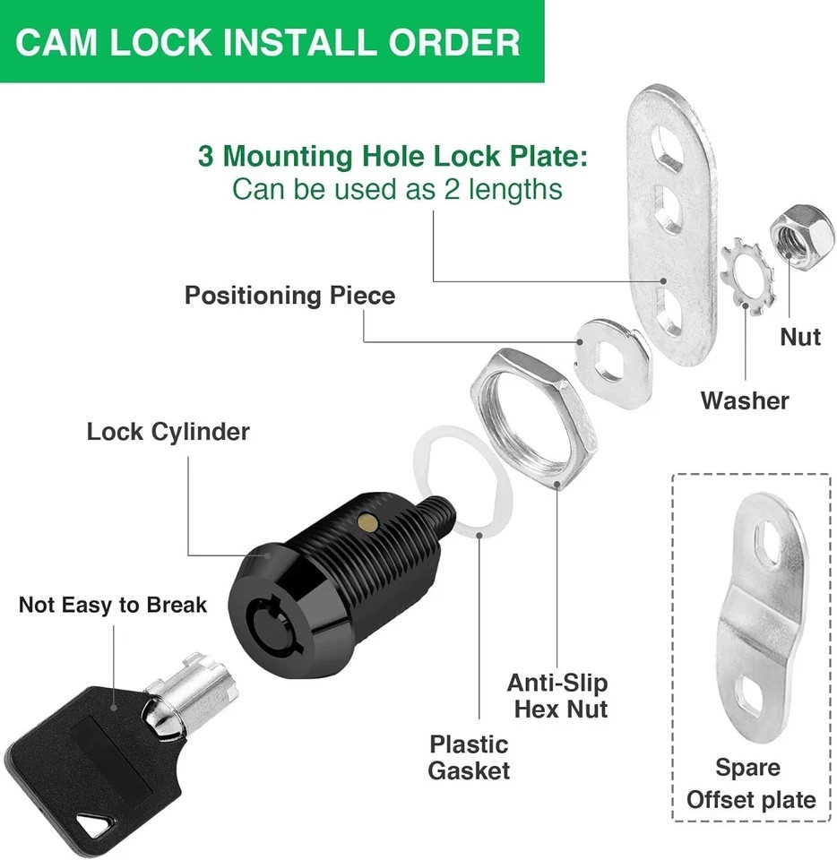 2 Pack Keyed Alike RV Storage Locks with Keys for Cabinets and Tool Boxes
