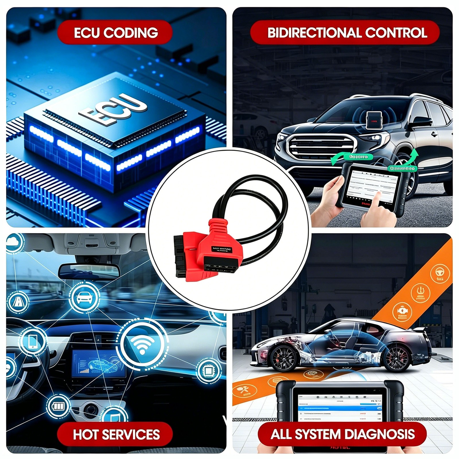 FCA 12+8 Cable Adapter for Chrysler 12+8 Programming Cable Connector, Autel OBD2