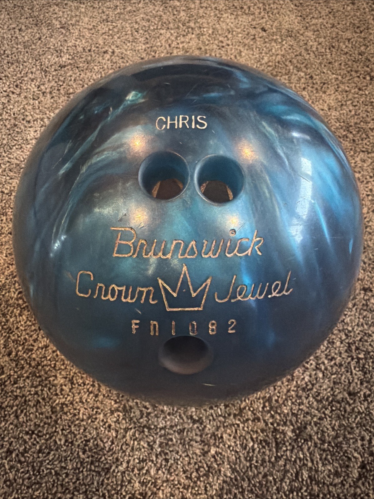 Brunswick Crown Jewel Blue Swirl Youth Drilled Bowling Ball - 8lb 15oz Ball