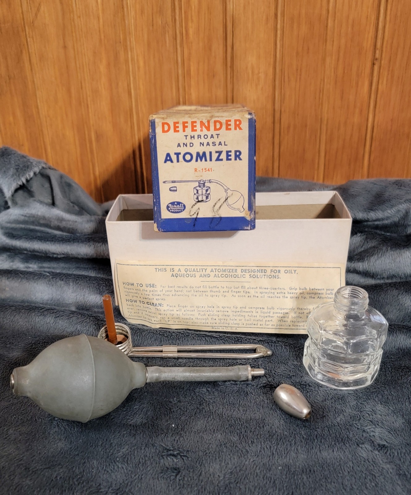 Vintage Glass Defender Rexall Nasal/Throat Atomizer In Original Box Collectible