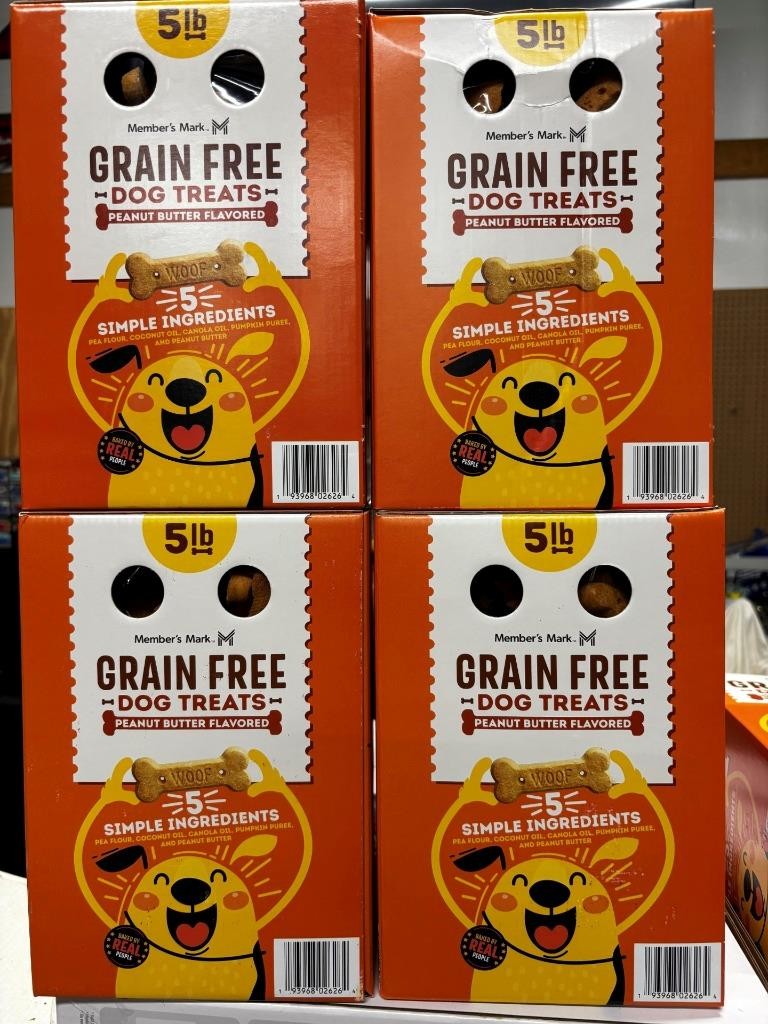 Lot of Four 5lb Boxes Grain Free Peanut Butter Dog Treats NEW Free Shipping