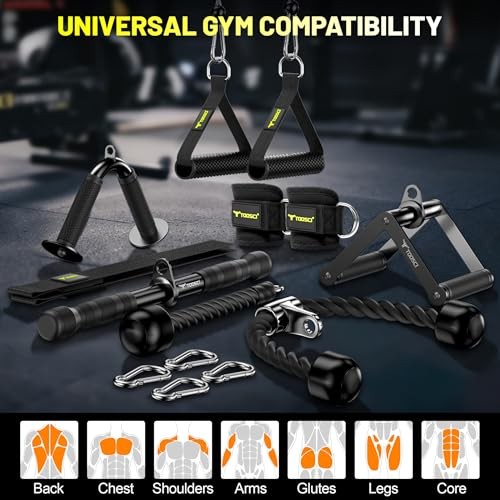 Cable Attachments for Gym, LAT Pulldown & Cable Machine Short Bar Set