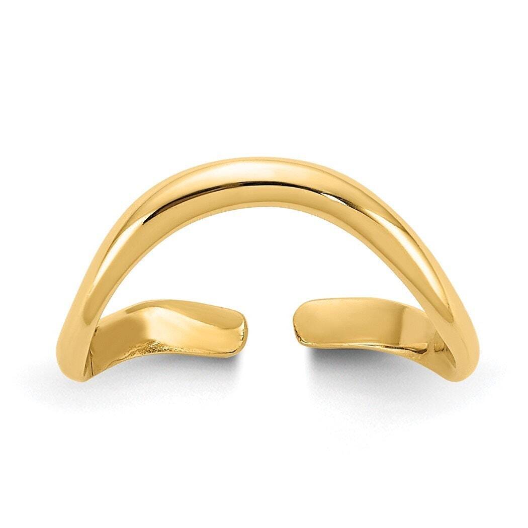 Solid 10k or 14k Yellow Gold Polished Curved Adjustable Toe Ring - Toe Rings