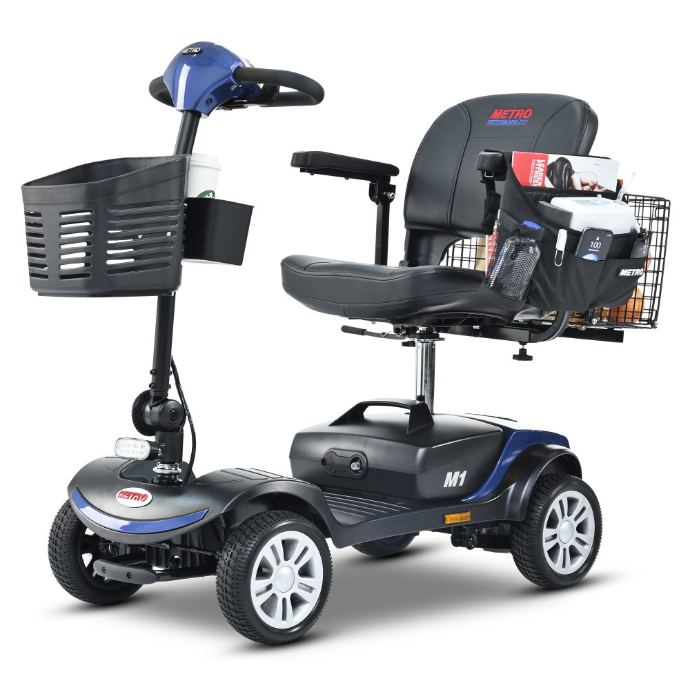 Compact Travel 300W 4-Wheel Folding Mobility Scooter 10-Mile Range Adult-300lbs