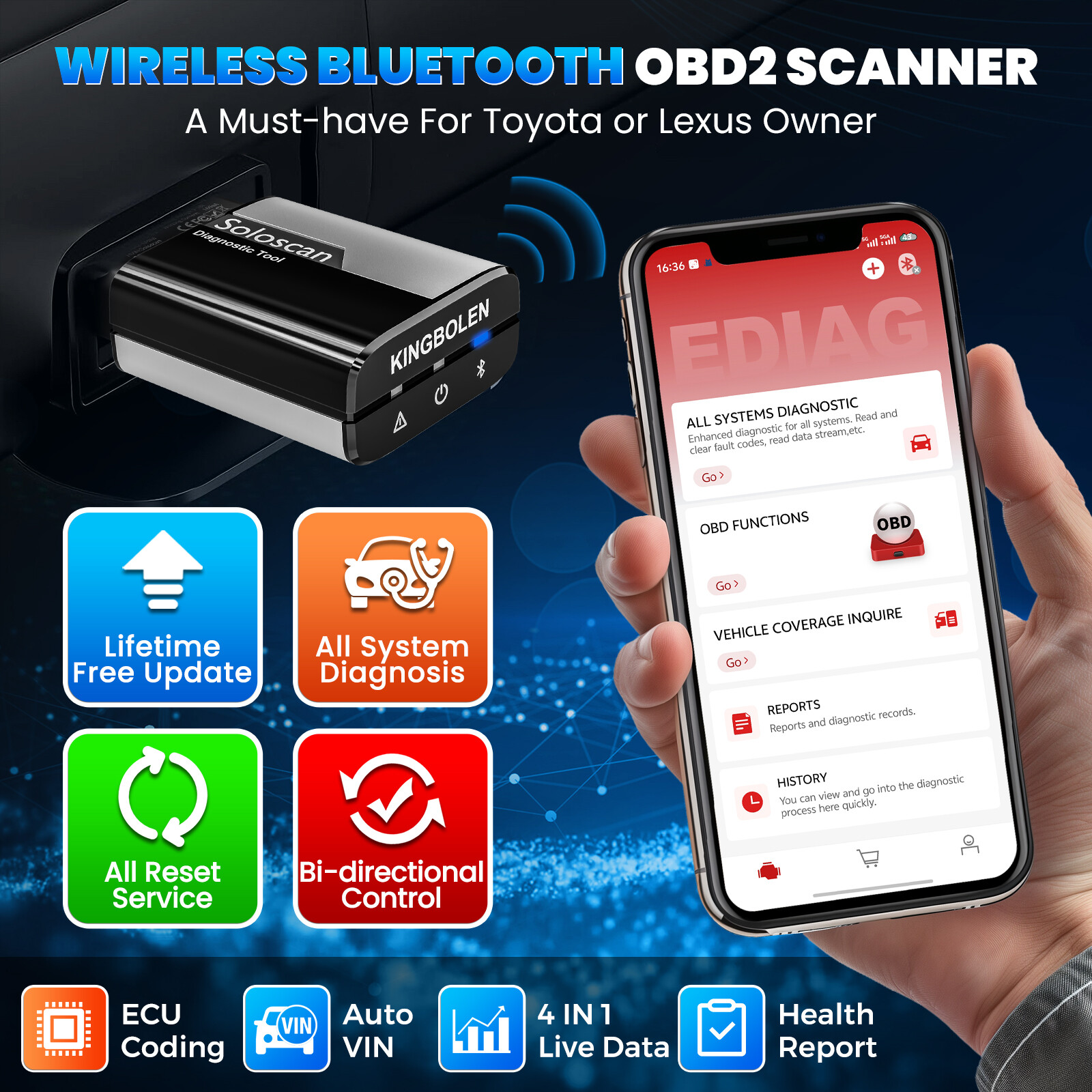 KINGBOLEN Soloscan For AUDI Bidirectional All System Car Diagnostic Tool Scanner