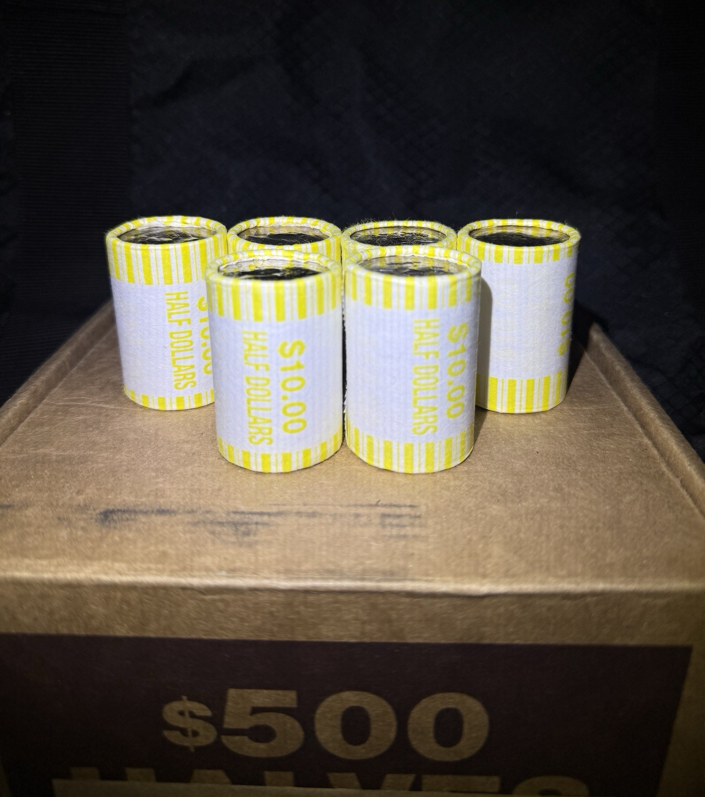 Lot of (5) Unsearched Kennedy Half Dollar Bank Rolls $50 Face Value