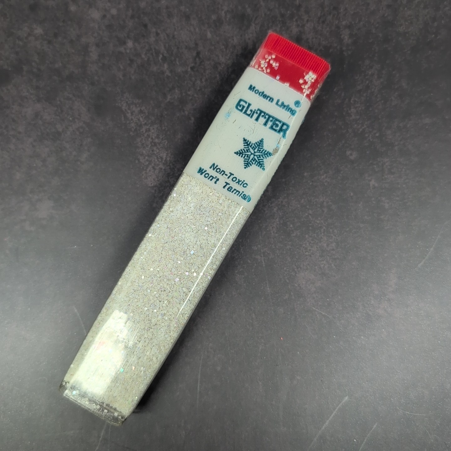 Vintage Modern Living White Iridescent Chunky Glitter Essex 1oz Vial 90% Full