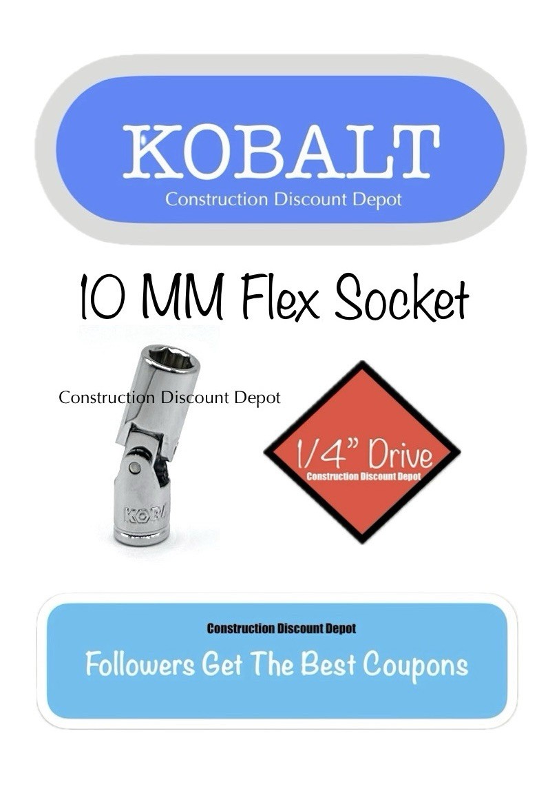 Kobalt 1/4" Drive 10mm Universal Flex 6 Point Socket 52490