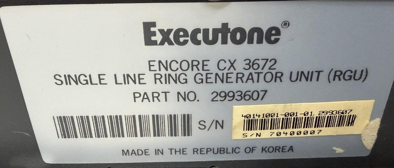 Executone Encore CX 3672 Single Line Ring Generator Unit 2993607