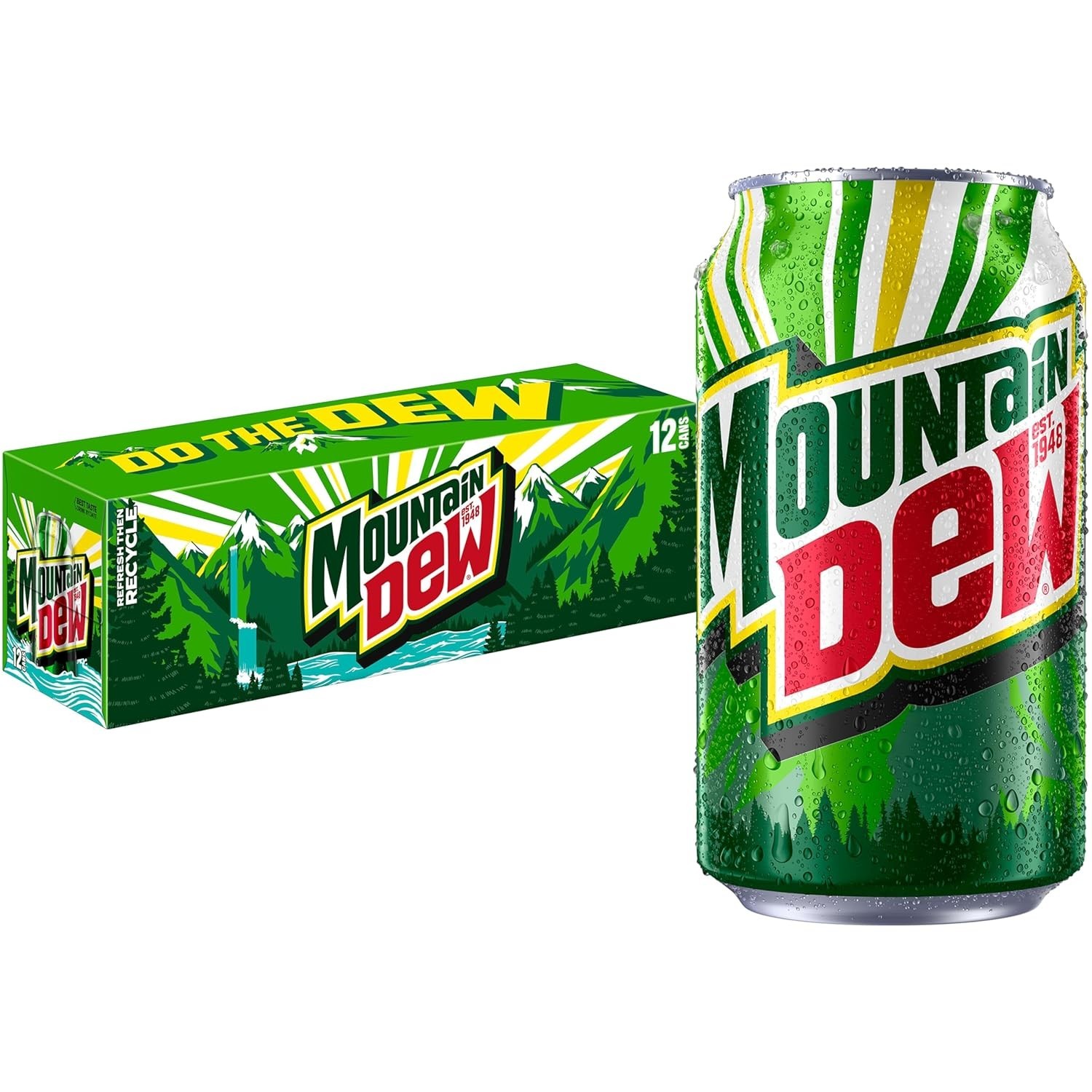 Pack of 12 MTN DEW 12 Fl Oz Cans - Ultimate Refreshment for Parties