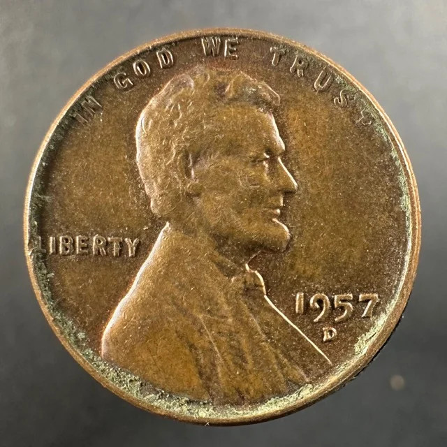 1957-D Lincoln Wheat Cent – Well-Worn Detail