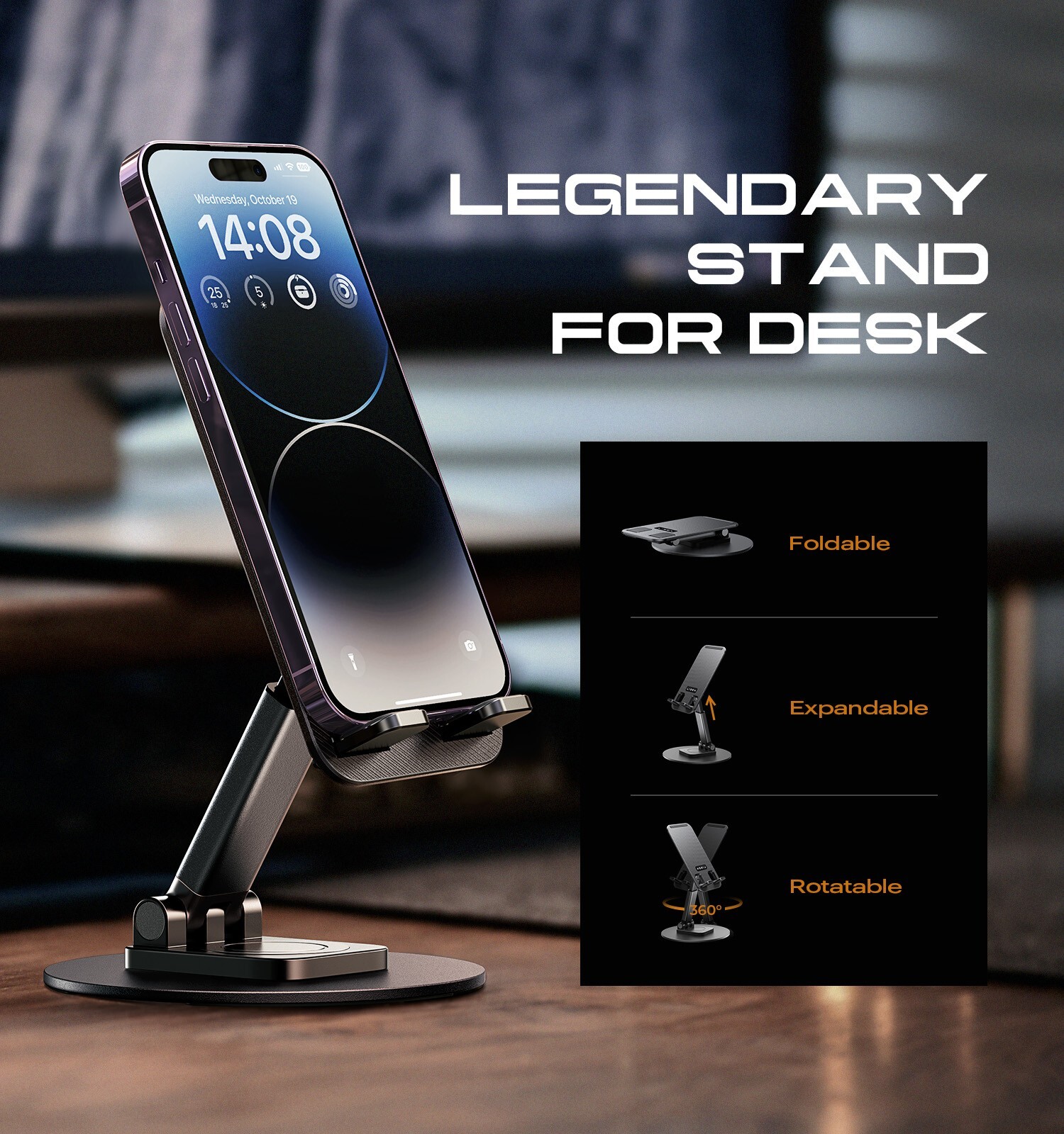 Lisen Desk Phone Stand | Expandable, Foldable, Rotatable
