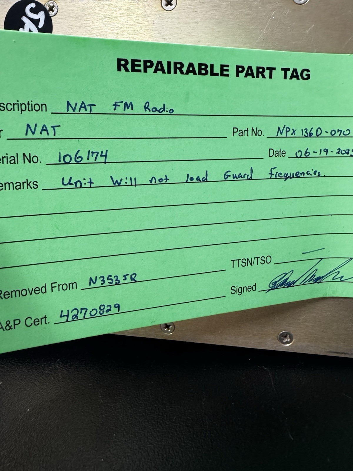 NAT NPX 136D VHF Transceiver - Needs Repair