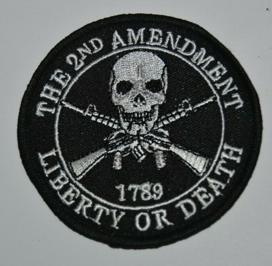 The Second Amendment SKULL & GUN Crossbones "1789" Liberty or Death Patch MINT