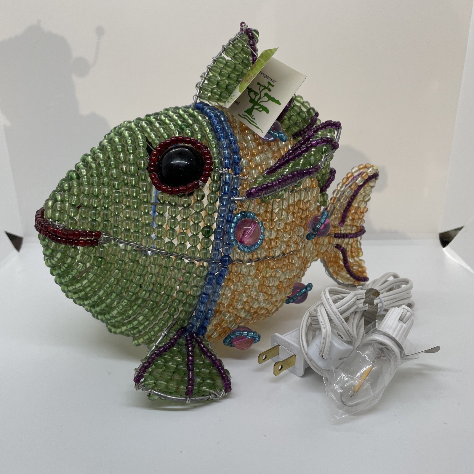 Baby Beadworx Handmade Tropical Fish Lamp Wire And Beads Art Sculpture Lamp NWT