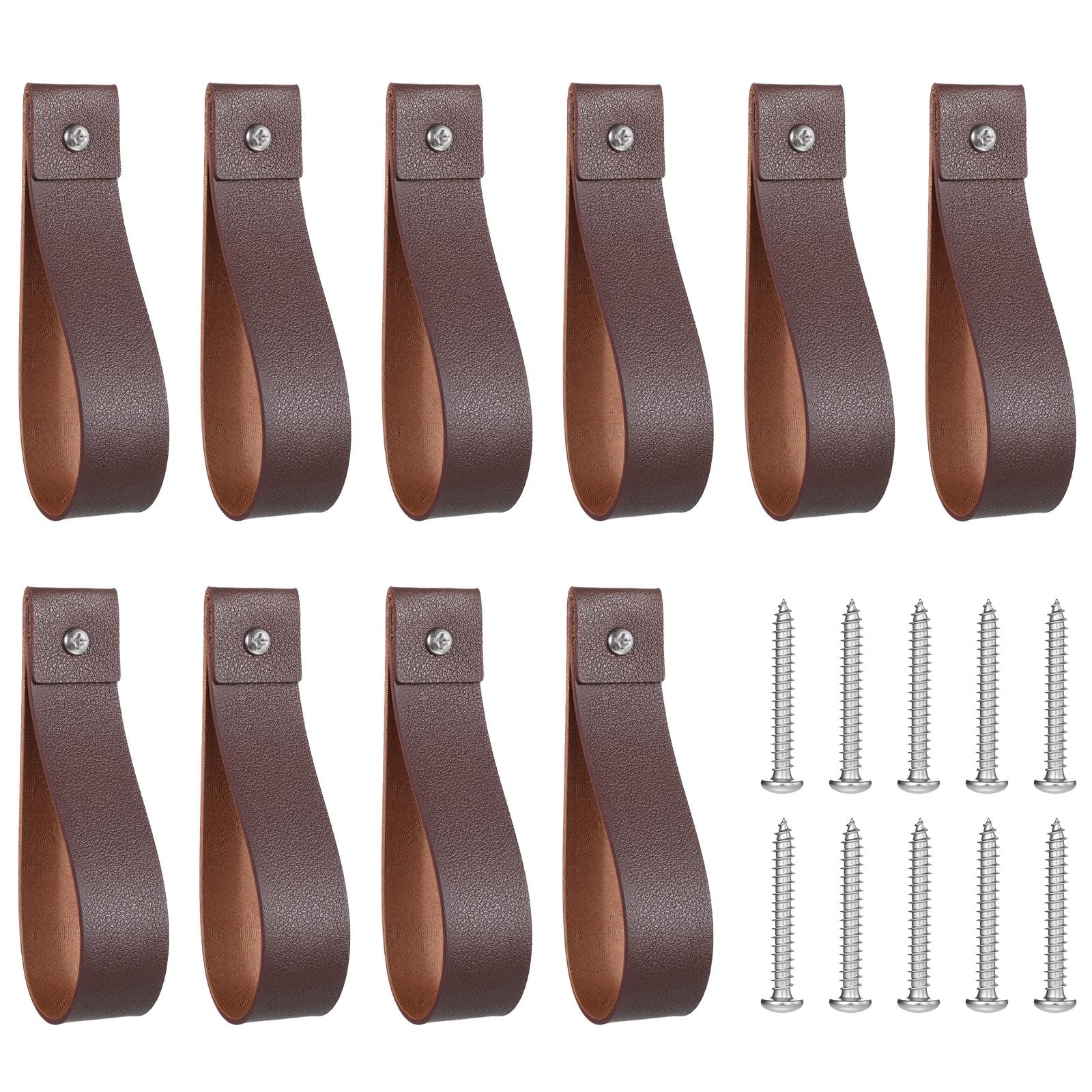 10 Pcs Wall Hooks Leather Wall Hanging Straps PU Leather Straps for Hanging H