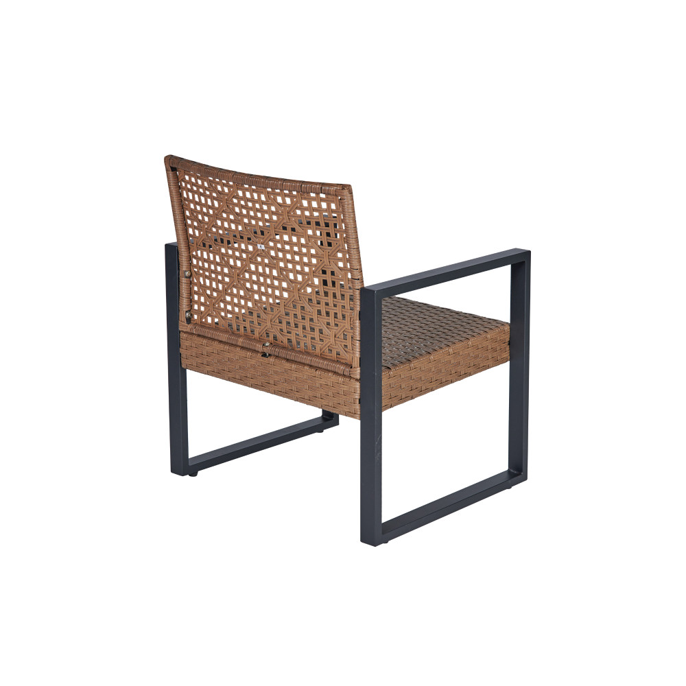 Patio Furniture Set Acacia Wood Table Top Morden Black & Light Brown