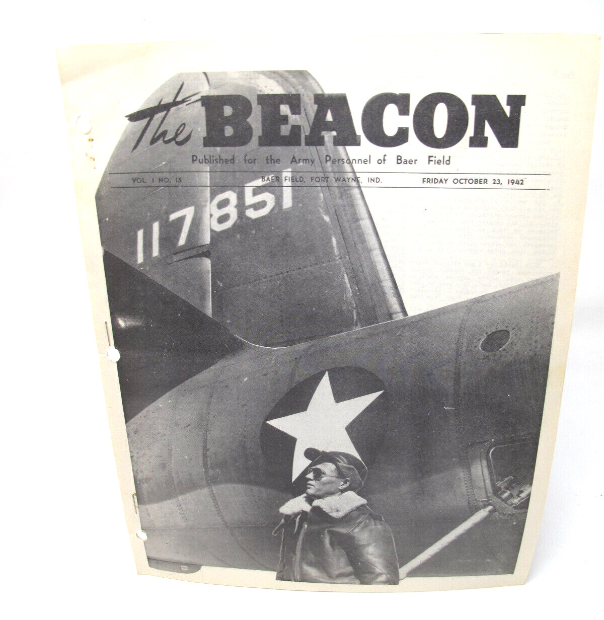 1942 Baer Field Weekly Newspaper Fort Wayne Indiana CHARLES PENDEVILLE V1/15