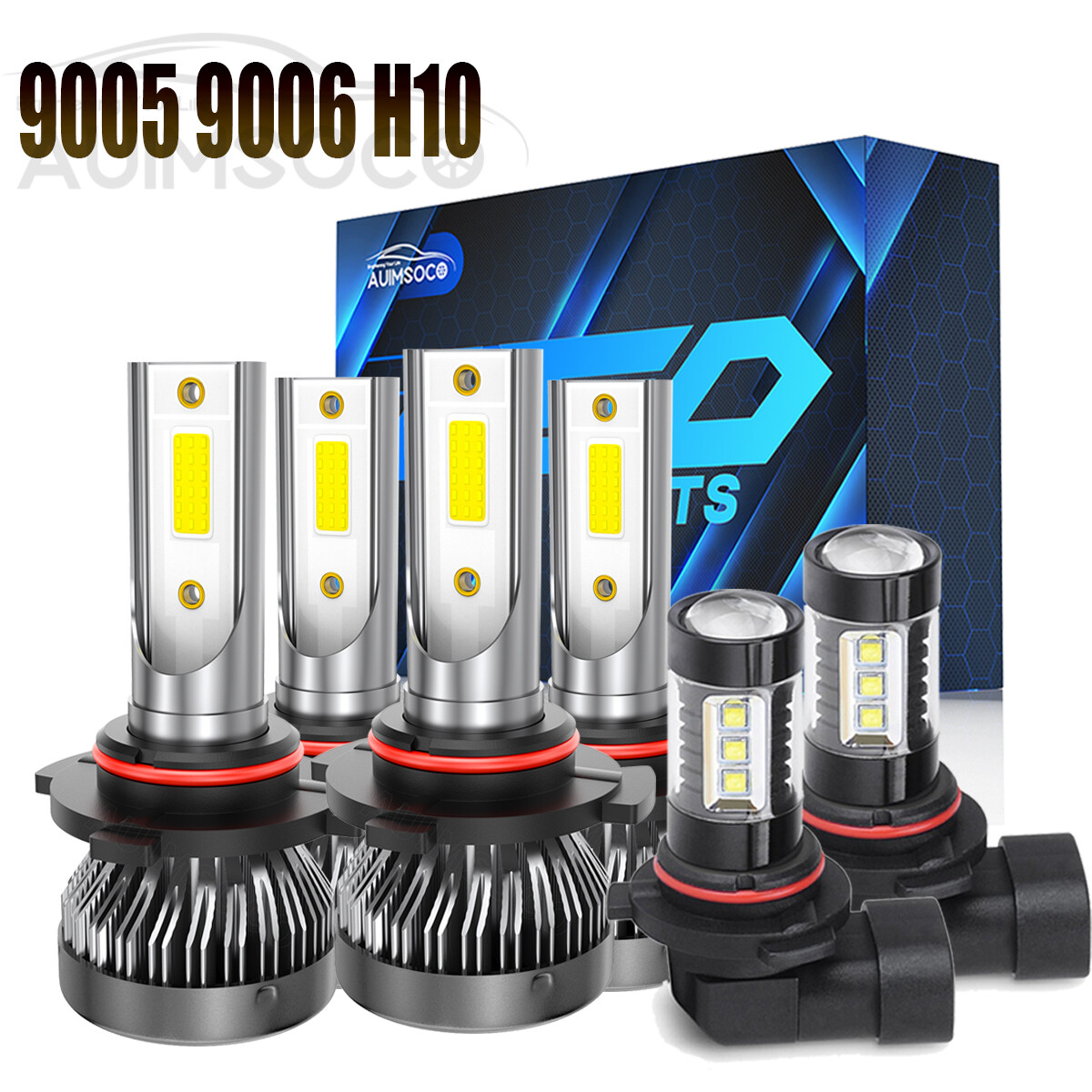 For GMC Sierra 1500 2003-2006 - 6x White LED Bulbs Combo Headlights + Fog Lights
