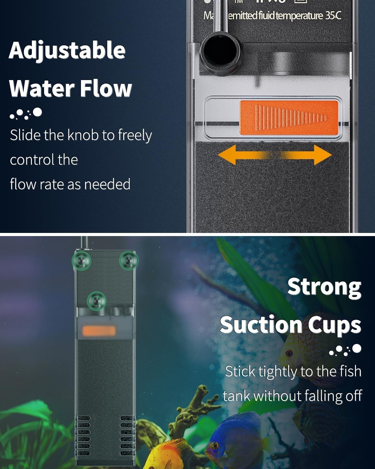 Internal Aquarium Filter Submersible Power Filter with Water Pump for Fish Tanks