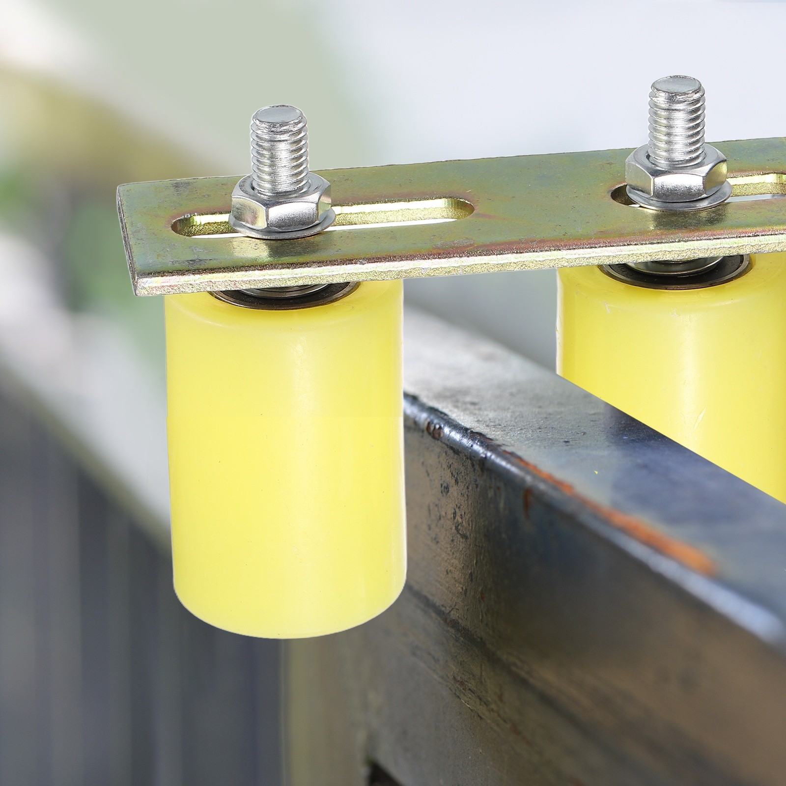 2Set Slide Gate Guide Roller, 1-5/8"x2-3/8" Nylon Gate Support & Bracket, Yellow
