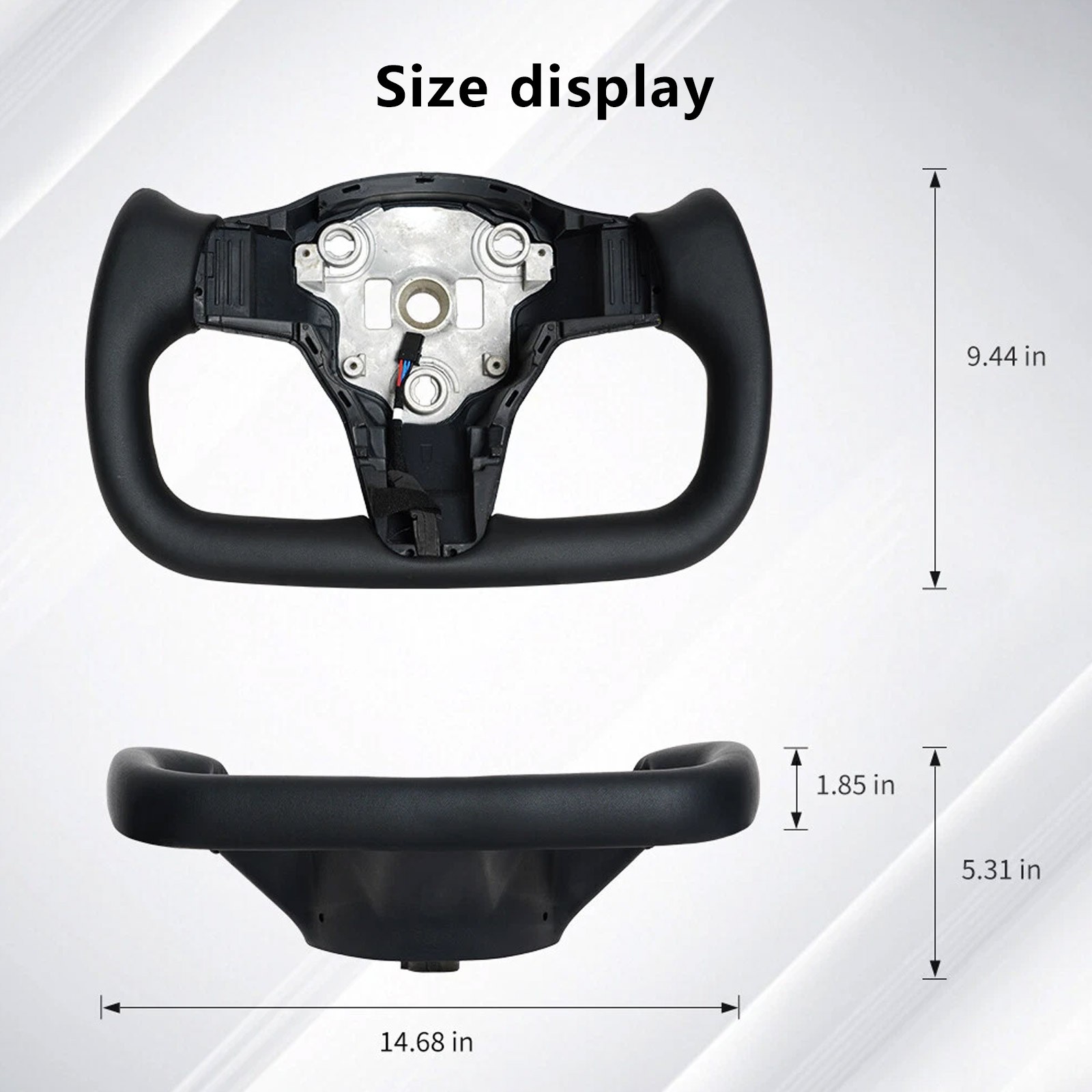 Premium Heated Black Leather Yoke Steering Wheel for Tesla Model 3/Y 2017-2024