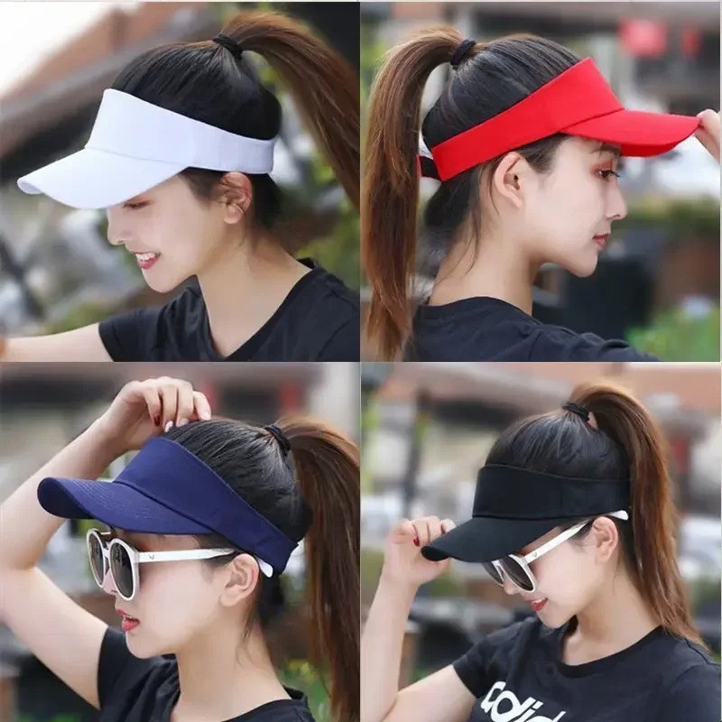 Adjustable Visor Sun Hat Golf Tennis Beach Cap Plain Colors Men Women Summer