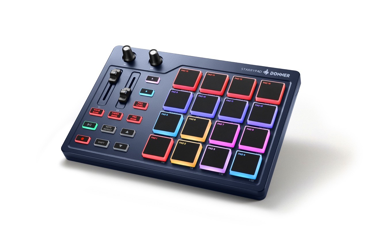 Donner STARRYPAD Blue MIDI Controller 16 Pads Music Production Software