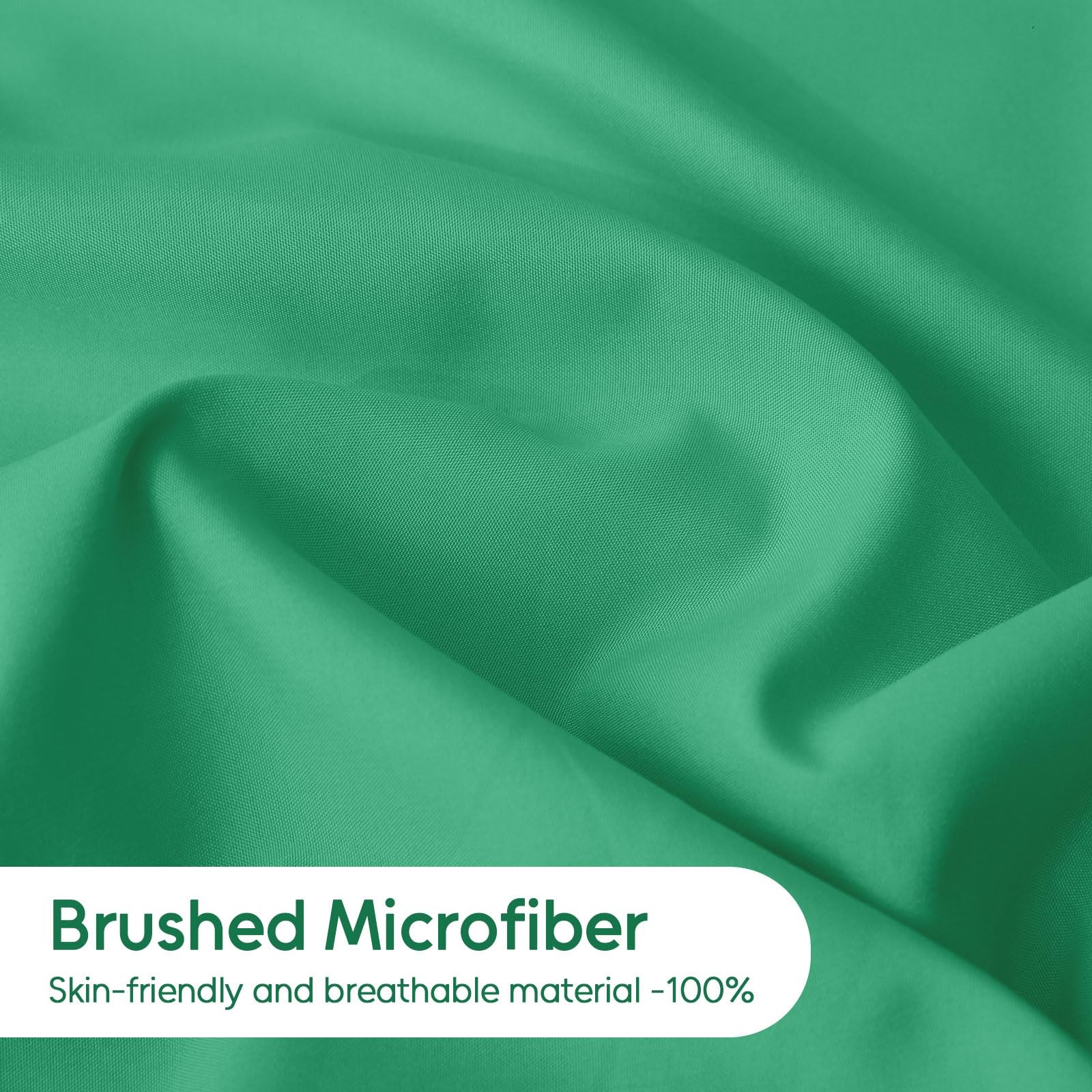 Full Sheet Set 4 Pieces Emerald Green Soft Microfiber 1600 Thread 14-16 Inch