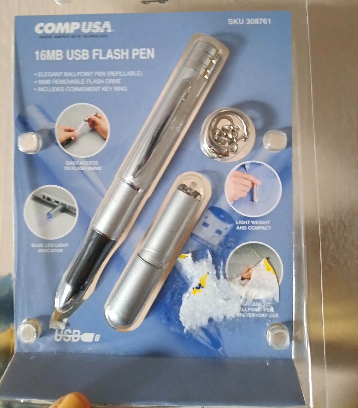 Vintage CompUSA 16MB USB Flash Pen (SKU 308761) - Brand New & Factory Sealed