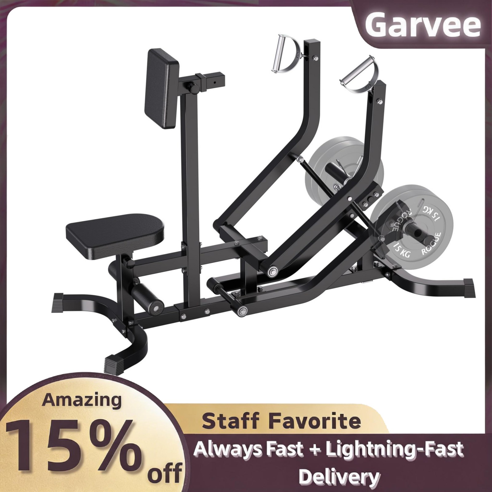 Independent Arms Plate Loaded Seated Row 400lbs Capacity Home Gym