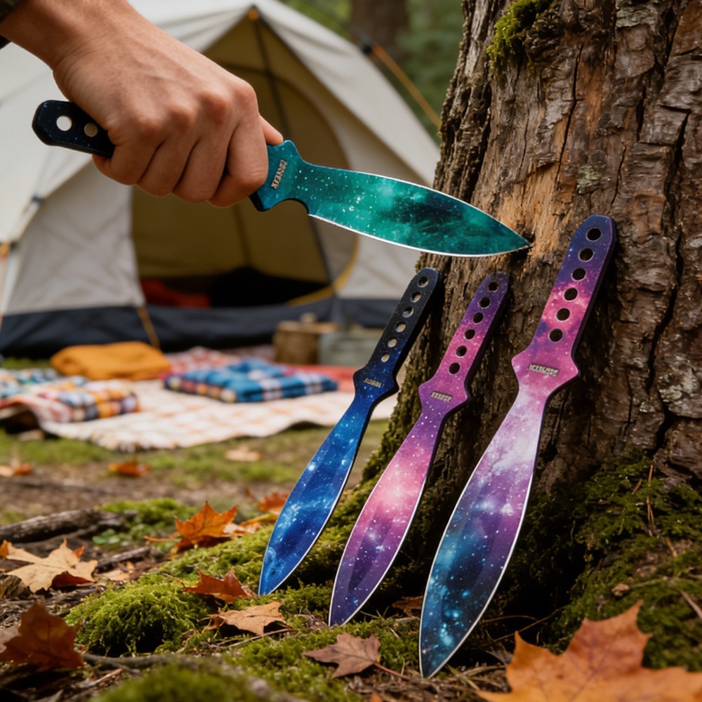 3PC 9" Professional Kunai Sharp Stainless Steel Throwing Knife Set  With Sheath