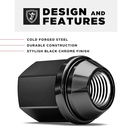 9/16"-18 Lug Nuts for Select Dodge and Ram, Factory Style Solid Piece (Black