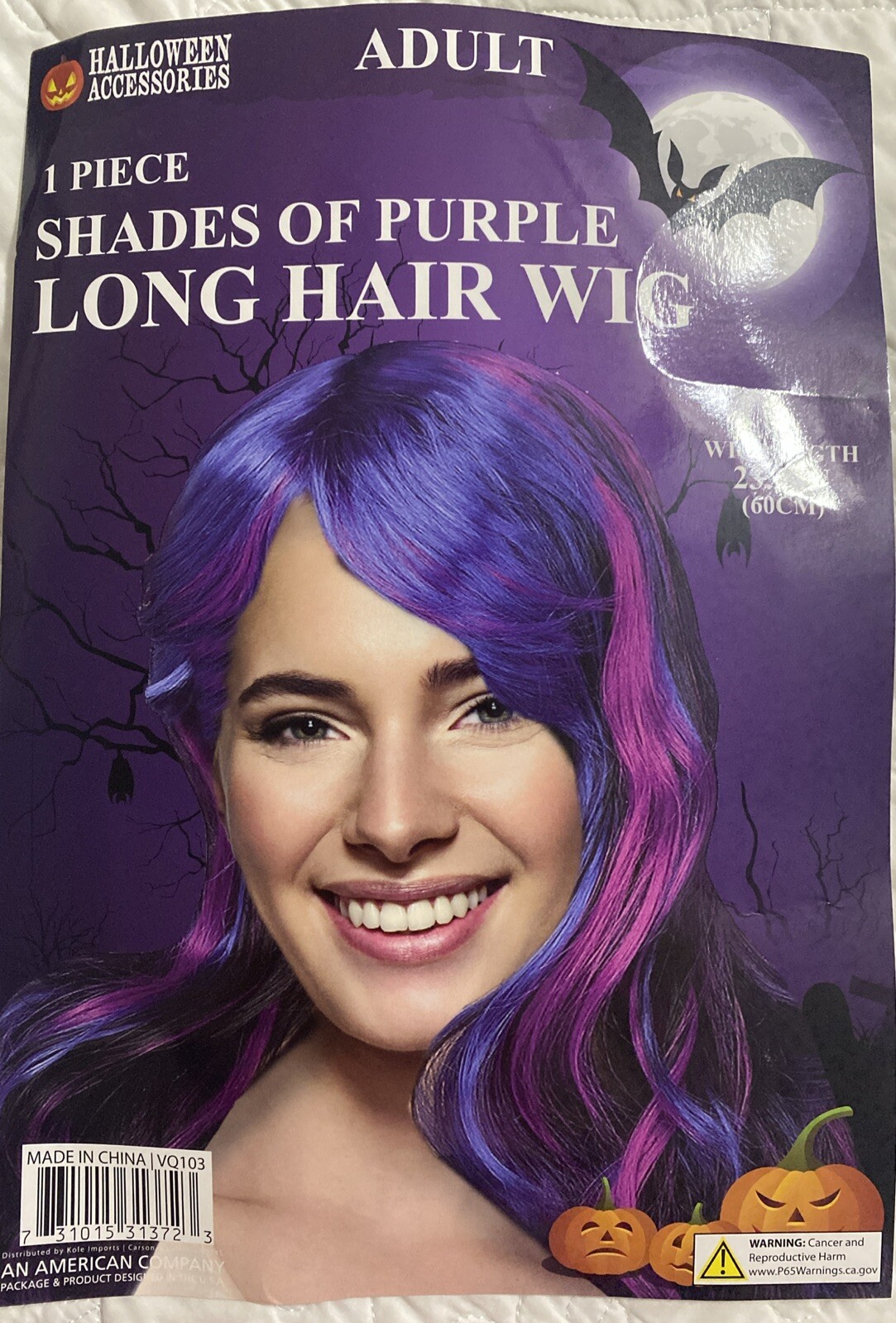Adult Shades of Purple Long Hair Wavy Wig Costume, 23.5" (Blue & Pink)