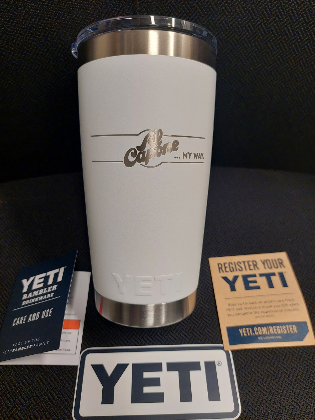 YETI Rambler 20 oz Tumbler w/ MagSlider Lid**AL CAPONE**WHITE**