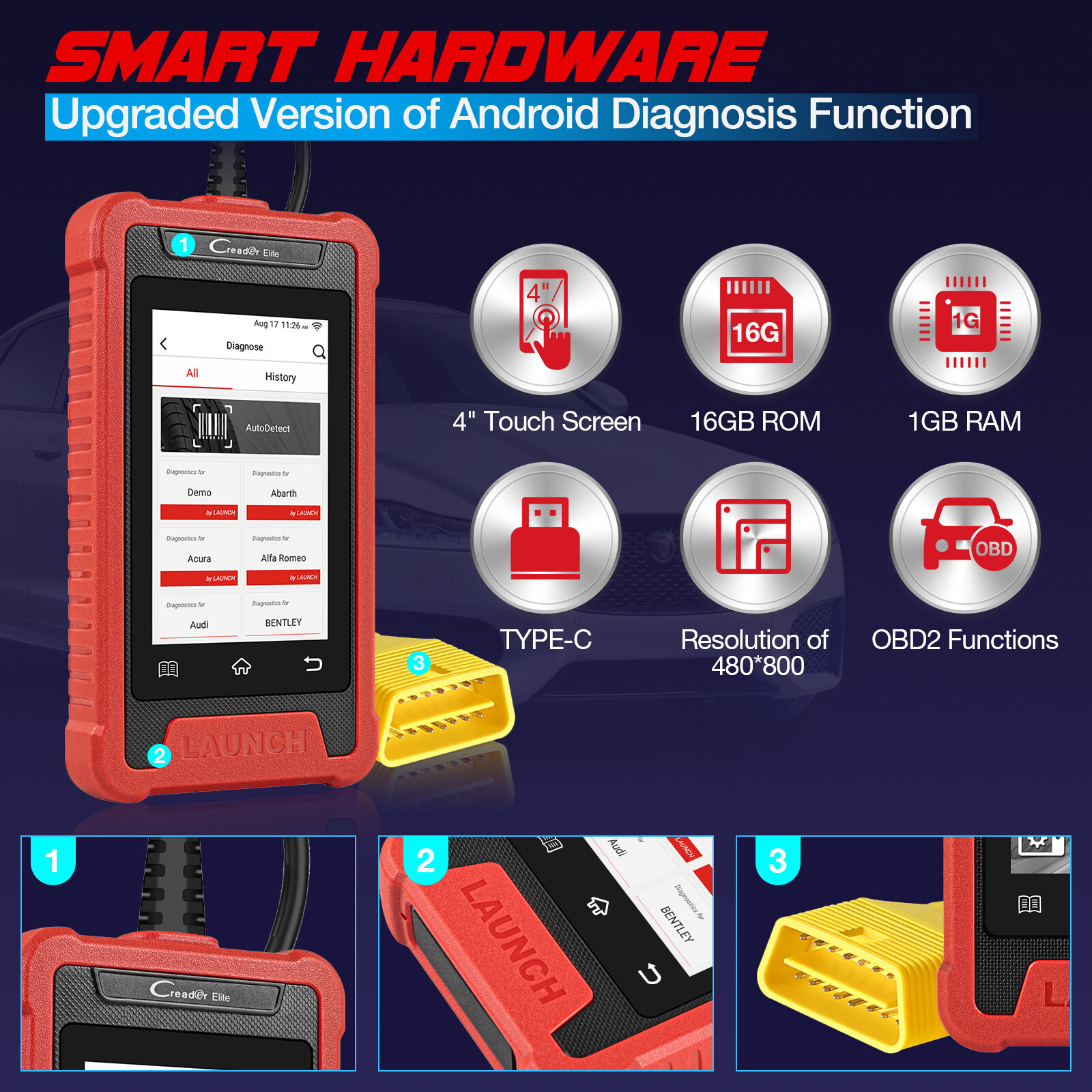 LAUNCH CRE205 OBD2 Scanner Car Diagnostic Tool Engine TCM ABS SRS Code Reader