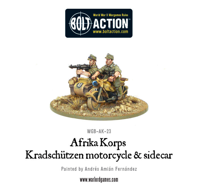 Bolt Action WGB-AK-23 Afrika Korps Kradschutzen Motorcycle and Sidecar (German)