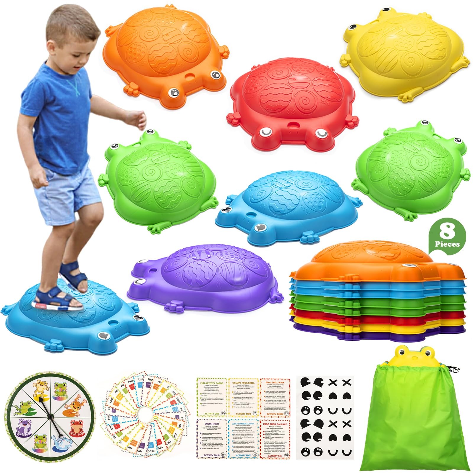 Stepping Stones for Outdoor Toys for Toddlers 3-5 8 Pcs Frog Balance Step Sto...