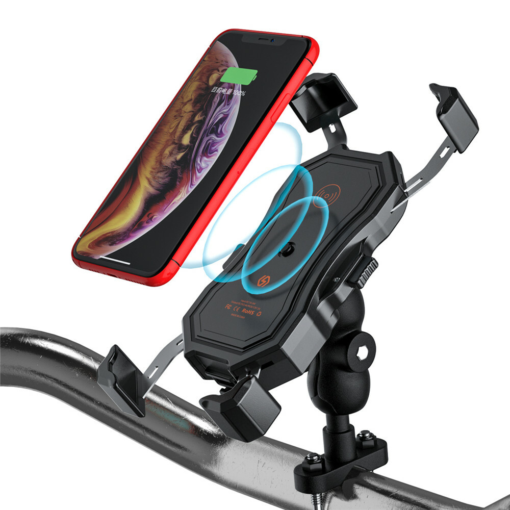3 In 1 Motorcycle QC3.0 USB Fast Charger Handlebar Phone Holder Wireless Charger