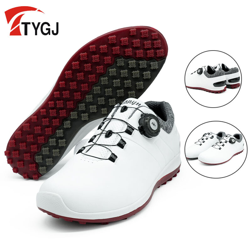 TTYGJ Men Quick Lacing Lightweight Golf Shoes Male Anti-Skid Waterproof Sneakers