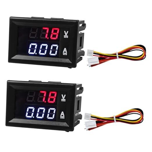 2 PCS 0.28" Digital Voltmeter Ammeter, DC 0-100V 2 in 1 Volt Amp Meter with 10A