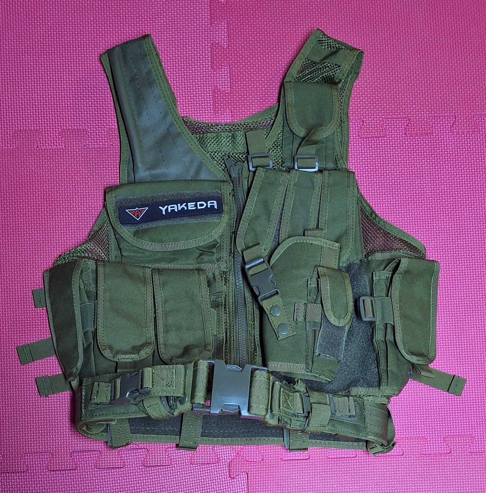 Yakeda Army Green Tactical Vest Adjustable Combat Pouches Outdoor Airsoft Gear