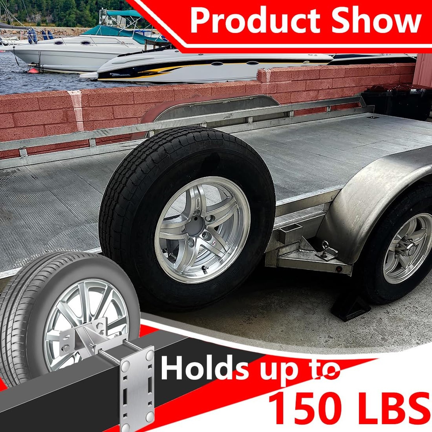 Spare Tire Carrier, Stainless Steel Spare Tire Mount for Boat Trailer, Fits M...