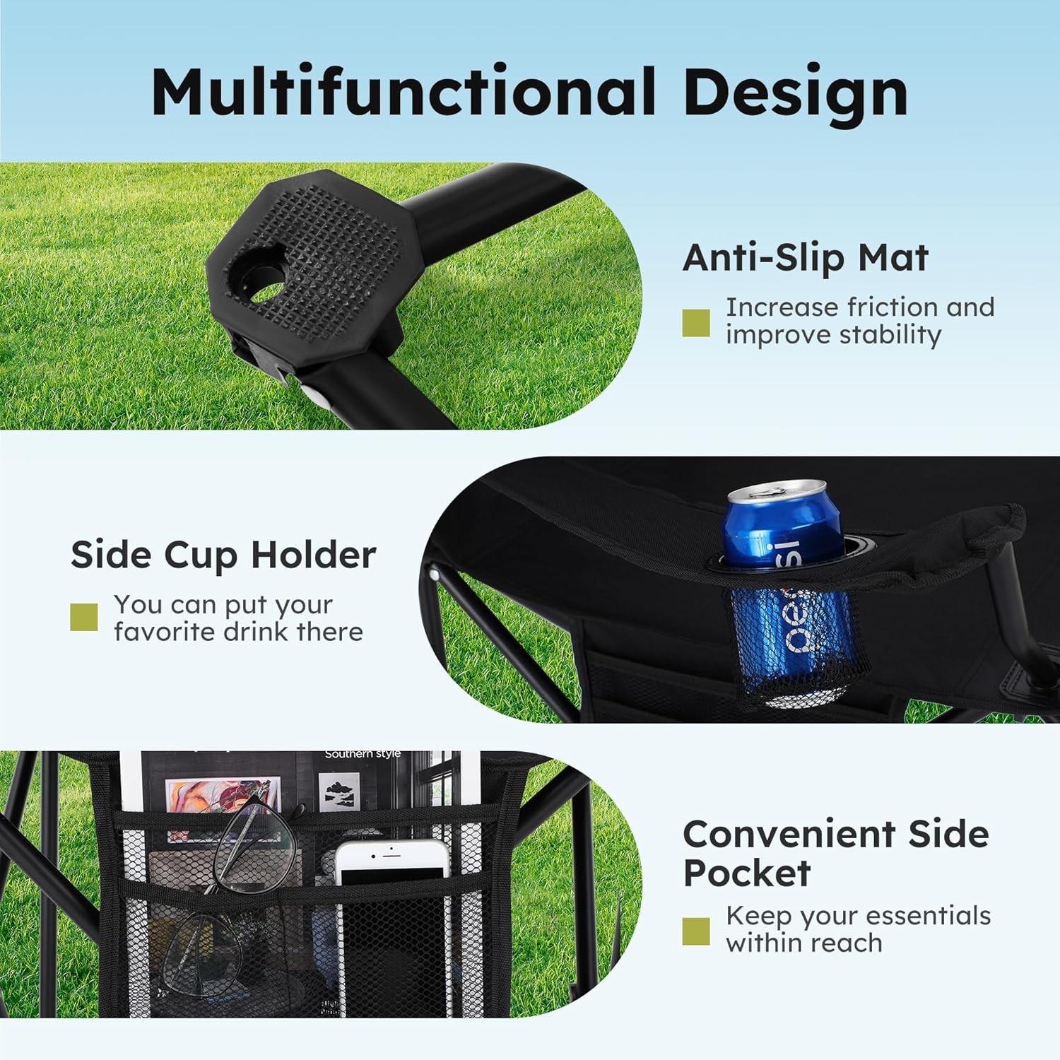 Camping Chairs 2PK Portable Comfortable Folding Chair Cup Holder Outdoor Sport